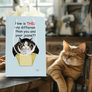 Bolsa De Regalo Mediana Gracioso Chubby Tabby Cat Box