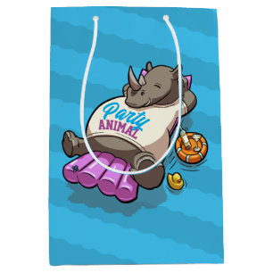 Bolsa De Regalo Mediana Gracioso grupo de animales Fiestas de rinocerontes
