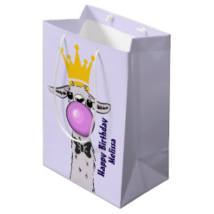 Bolsa De Regalo Mediana Gracioso Ilustracion de Llama que sopla una burbuj