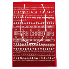 Bolsa De Regalo Mediana Gracioso patrón de Navidad de Ugly Merry