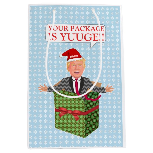 Bolsa De Regalo Mediana Graciosos Navidades de Donald Trump: ¡Yuuge! (Anverso)