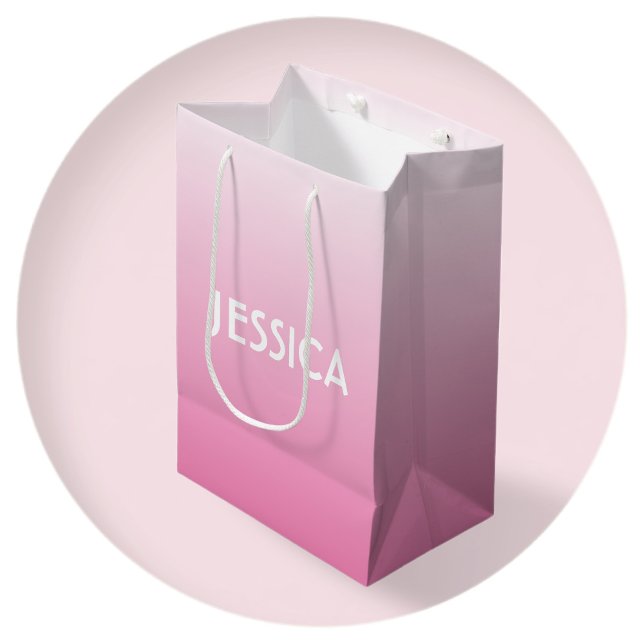 Bolsa De Regalo Mediana Gradiente de ormbre y nombre de color rosado simpl (Subido por el creador)
