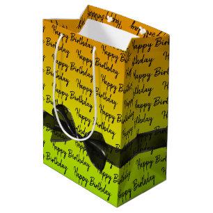 Bolsa De Regalo Mediana Gradiente Feliz Cumpleaños con Black Bow