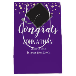 Bolsa De Regalo Mediana Graduación Congrats Clase 2020 Púrpura