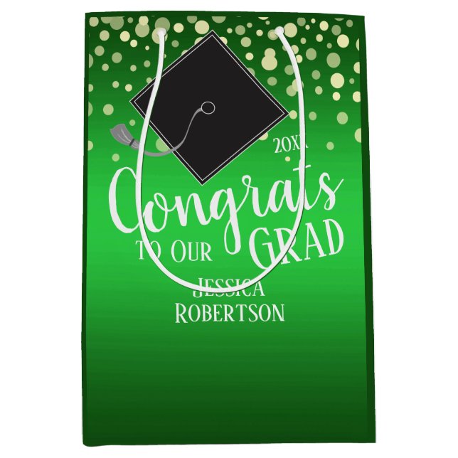 Bolsa De Regalo Mediana Graduación de Graduados de 2020 Verde (Anverso)