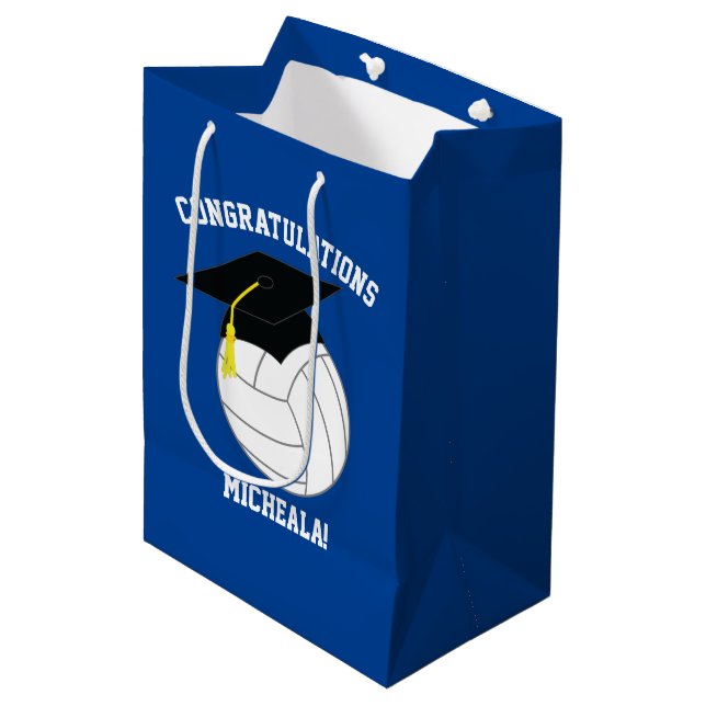 Bolsa De Regalo Mediana Graduación de voleibol azul (Angulo Anverso)