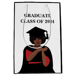 Bolsa De Regalo Mediana Graduación en blanco y negro de una mujer sonrient