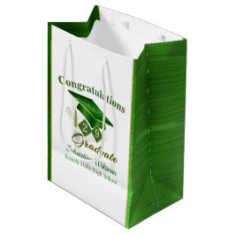 Bolsa De Regalo Mediana Graduación personalizada clásica verde y oro