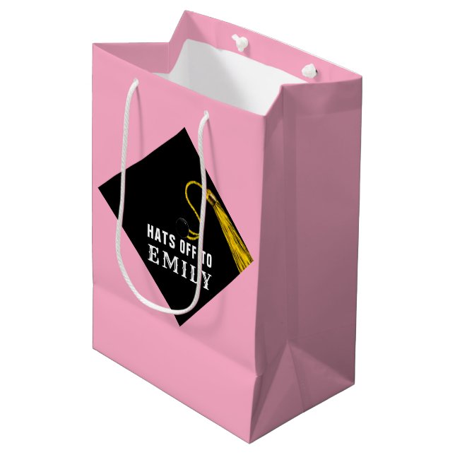 Bolsa De Regalo Mediana Graduación rosa (Angulo Anverso)