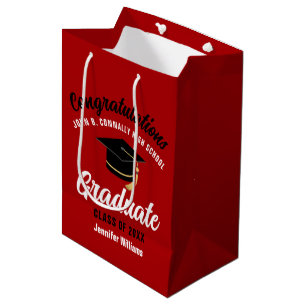 Bolsa De Regalo Mediana Graduado de la Escuela Secundaria Rojo Blanco Pers