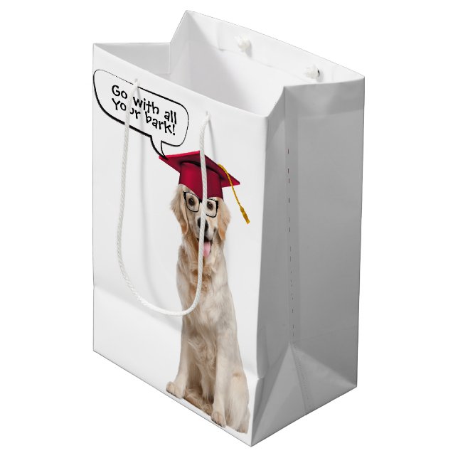 Bolsa De Regalo Mediana Graduado Golden Retriever con lentes (Angulo Anverso)