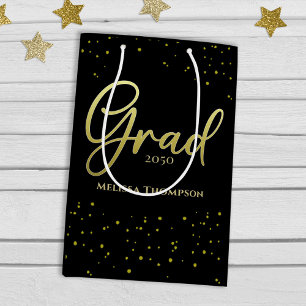 Bolsa De Regalo Mediana Graduado Grado de Oro Guión de Graduación Negro