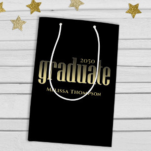 Bolsa De Regalo Mediana Graduado Grado de Oro Guión de Graduación Negro