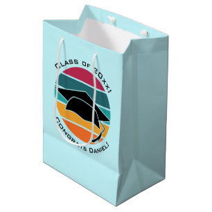 Bolsa De Regalo Mediana Graduado Retro Graduado Cap Mortarboard