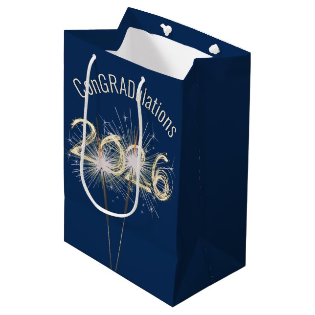 Bolsa De Regalo Mediana Graduation 2026 Sparklers On Blue (Angulo Anverso)