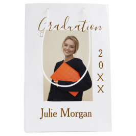Bolsa De Regalo Mediana Graduation photo brown golden year 20XX namesimple