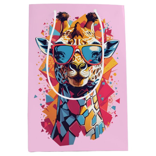 Bolsa De Regalo Mediana Graffiti Style Giraffe Portrait-58567 (Anverso)