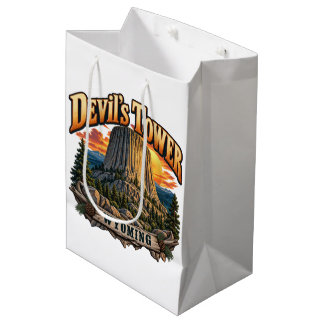 Bolsa De Regalo Mediana Gráfica vintage de la puesta de sol de la Torre de