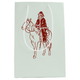 Bolsa De Regalo Mediana Gráfico de Santa sobre caballos