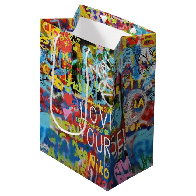Bolsa De Regalo Mediana Grafiti de colores, (Angulo Anverso)