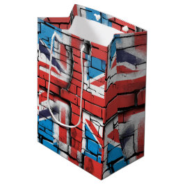Bolsa De Regalo Mediana Grafiti de la bandera británica en una pared de la