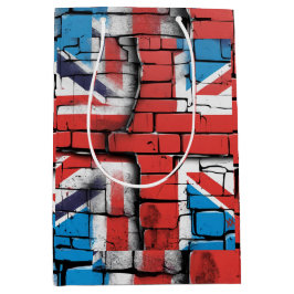 Bolsa De Regalo Mediana Grafiti de la bandera británica en una pared de la