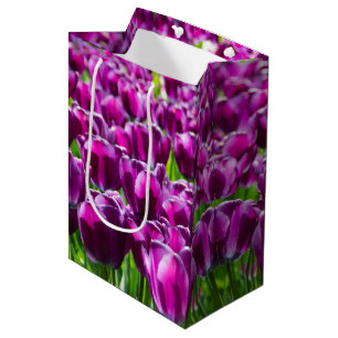 Bolsa De Regalo Mediana Gran campo de tulipanes morados