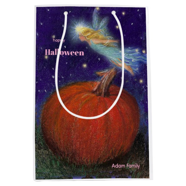 Bolsa De Regalo Mediana Gran Personalizado de calabaza Halloween (Anverso)