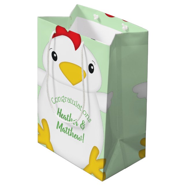 Bolsa De Regalo Mediana Granja Baby Shower de pollo (Angulo reverso)