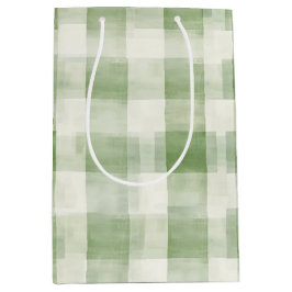 Bolsa De Regalo Mediana Granja Green Cream Plaid Bridal Shower