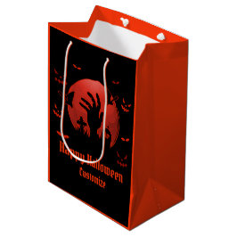 Bolsa De Regalo Mediana Graveyard Moon Halloween Negro y Naranja