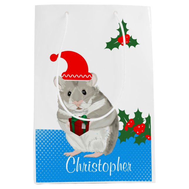 Bolsa De Regalo Mediana Gray Hamster personalizado (Anverso)