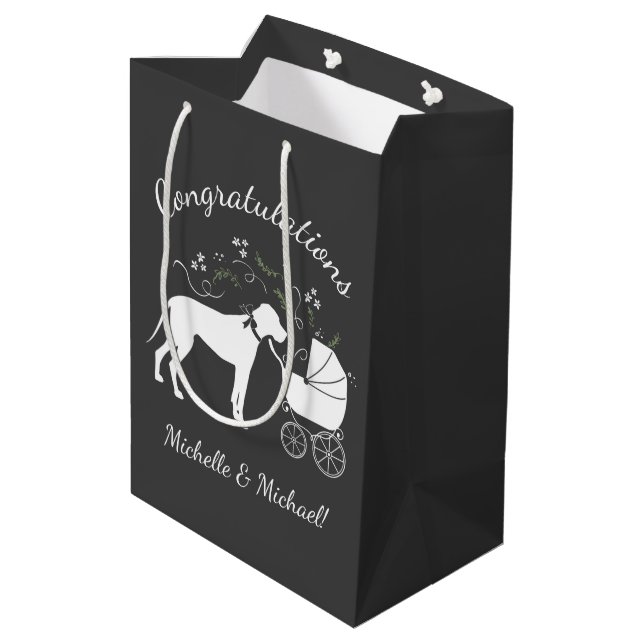 Bolsa De Regalo Mediana Great Dane Baby Shower (Angulo reverso)