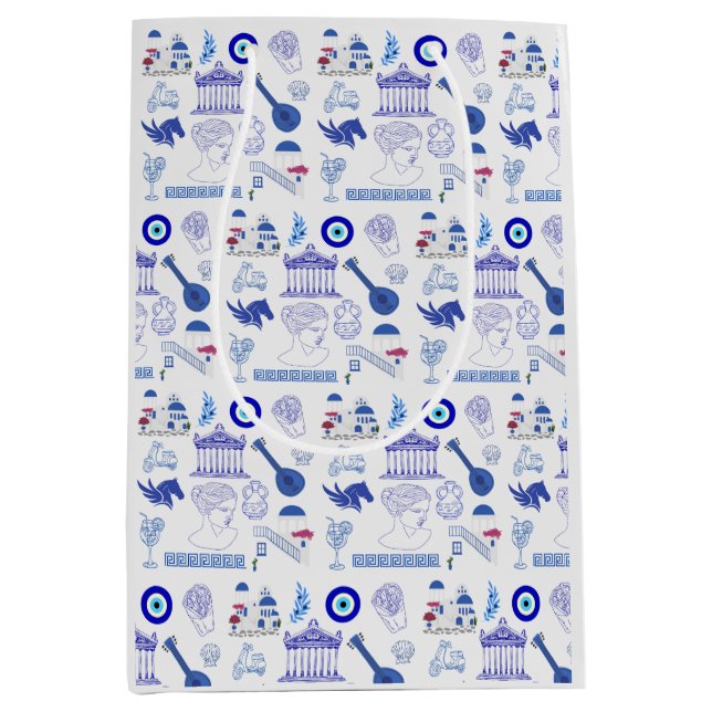 Bolsa De Regalo Mediana Greece Blue and White (Anverso)