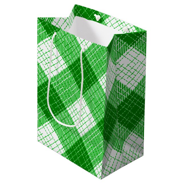 Bolsa De Regalo Mediana Green and White Bold Checkered Plaid Design  (Subido por el creador)