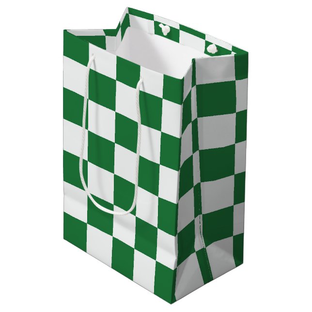 Bolsa De Regalo Mediana Green and White Holiday Check (Angulo Anverso)