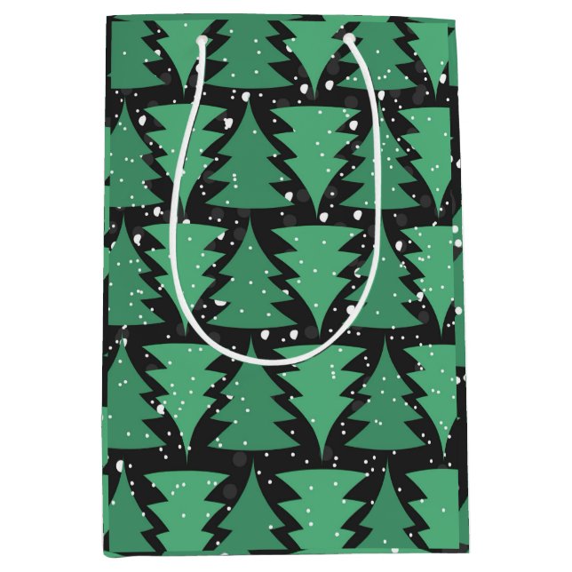 Bolsa De Regalo Mediana Green Christmas Tree Boho Lights (Anverso)
