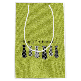 Bolsa De Regalo Mediana Green Denim Necs Ties Happy Fathers Day DAD