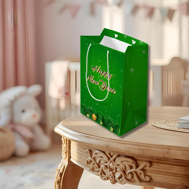 Bolsa De Regalo Mediana Green Gold New Year Gift Bag (Subido por el creador)