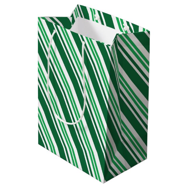 Bolsa De Regalo Mediana Green Peppermint Stripe (Angulo reverso)
