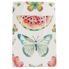 Bolsa De Regalo Mediana Green Red Watermelon Blue Butterflies Birthday