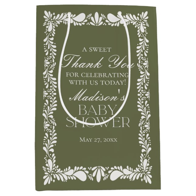 Bolsa De Regalo Mediana Green Talavera Tile Fiesta Baby Shower Favores (Anverso)