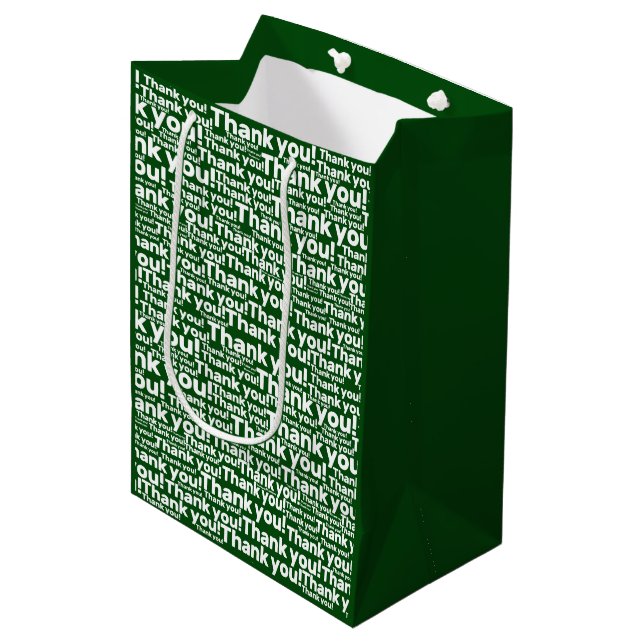 Bolsa De Regalo Mediana Green White Lawrence Care Service - ¡Gracias! - (Angulo Anverso)