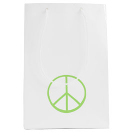 Bolsa De Regalo Mediana Green World Peace Sign Groovy Love Symbol