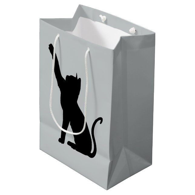 Bolsa De Regalo Mediana Gris y gato negro (Angulo Anverso)