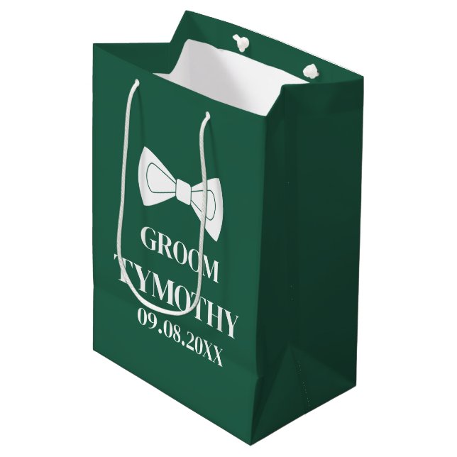 Bolsa De Regalo Mediana Groom Emerald Green Elegant Moderant Gifts Boda (Angulo Anverso)