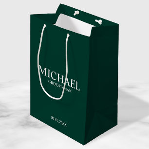 Bolsa De Regalo Mediana Groomsman personalizado del verde esmeralda modern