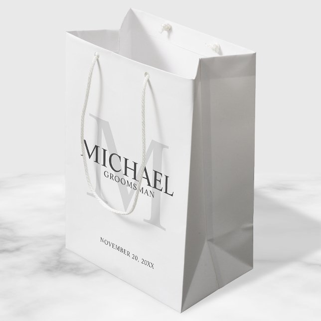 Bolsa De Regalo Mediana Groomsmen Masculino Blanco Personalizado (Subido por el creador)