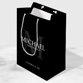 Bolsa De Regalo Mediana Groomsmen Masculino Negro Personalizado