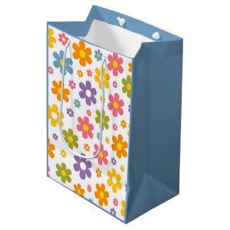 Bolsa De Regalo Mediana Groovy Flower Power (Azul)